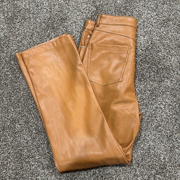 7 for all mankind brown faux leather pants - Picture 4 of 6